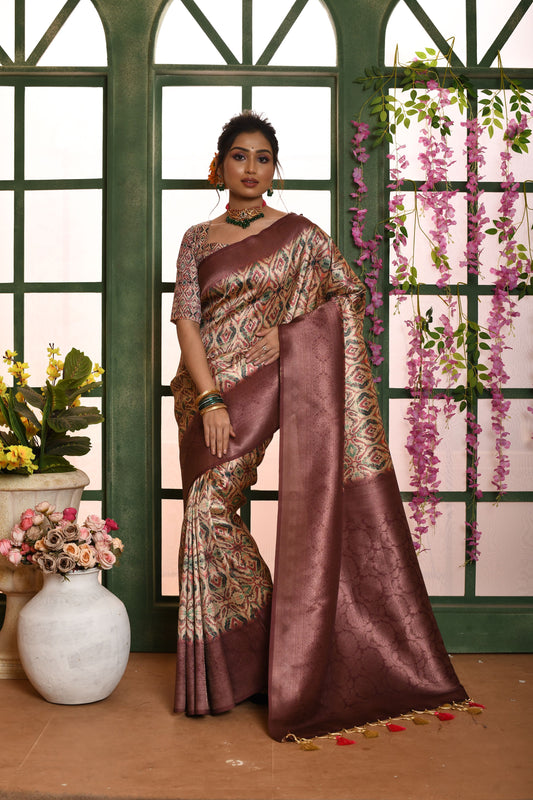 Vsaree Purple Soft Silk all over zari woven pattern With classic zari woven pallu And Blouse