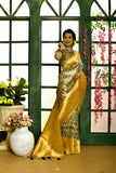 Vsaree Yellow Soft Silk all over zari woven pattern With classic zari woven pallu And Blouse