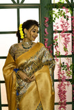 Vsaree Yellow Soft Silk all over zari woven pattern With classic zari woven pallu And Blouse