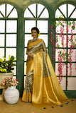 Vsaree Yellow Soft Silk all over zari woven pattern With classic zari woven pallu And Blouse