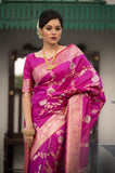 Vsaree Purple Katan Silk Saree With traditional Jamdani type weaving border And Blouse