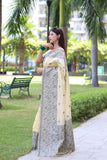 Vsaree Cream Raw Silk Saree With All over weaving Butties And weving pallu and Blouse