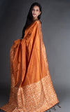 Vsaree Brown Raw Silk Saree With Rich Pallu and Contrast Blouse Piece For Women