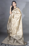 Vsaree Cream  Raw Silk Saree With Rich Pallu and Contrast Blouse Piece For Women