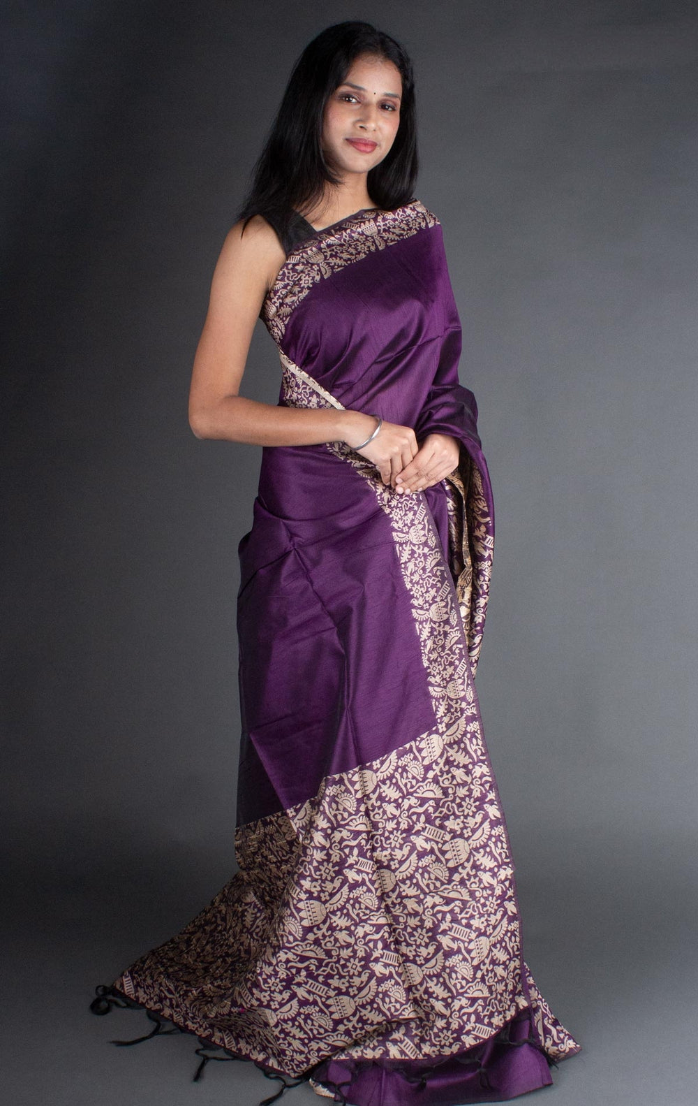 Vsaree Purple Raw Silk Saree With Rich Pallu and Contrast Blouse Piece For Women