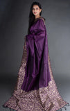 Vsaree Purple Raw Silk Saree With Rich Pallu and Contrast Blouse Piece For Women