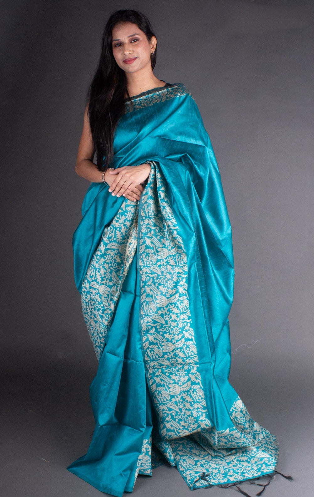 Vsaree Sky Blue Raw Silk Saree With Rich Pallu and Contrast Blouse Piece For Women