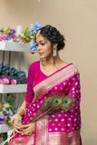 Vsaree Pink Katan Silk Saree With zari weaving pallu Or Border And Blouse