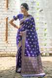 Vsaree Blue Katan Silk Saree With zari weaving pallu Or Border And Blouse