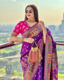 Vsaree Purple  Pashmina Silk Weaving Saree Pattern With Extraordinary Sunning Pallu With Blouse For Women