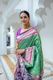 Vsaree Sea Green Soft Kanjivaram Silk saree With Contrast Border And Rich Paithani Pallu With Blouse For Women