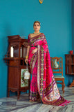 Vsaree Rani Pink Soft Banarasi Silk Paithani Saree with Zari Weaving Pattern With Contrast Border And Rich Pallu With Contrast Blouse