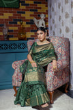 Vsaree Green Raw Silk Saree With All Over Zari Weaving Pattern And Zari Border And Blouse