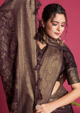 Vsaree Wine Raw Silk Saree With All Over Zari Weaving Pattern And Zari Border And Blouse