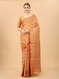 Vsaree Banarasi Cotton Blend Saree With Flower Design Border And Blouse