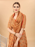 Vsaree Peach Linen Cotton Saree Zari Weaving Border And Fancy Pallu With Blouse