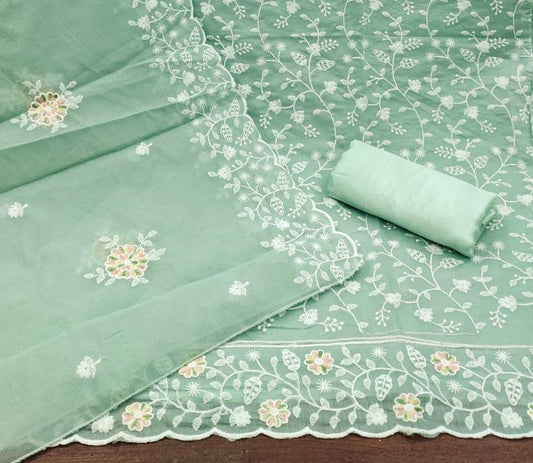 Zooara Green Color Chanderi Function And Wedding Dress Matrials With Bottom And Dupatta