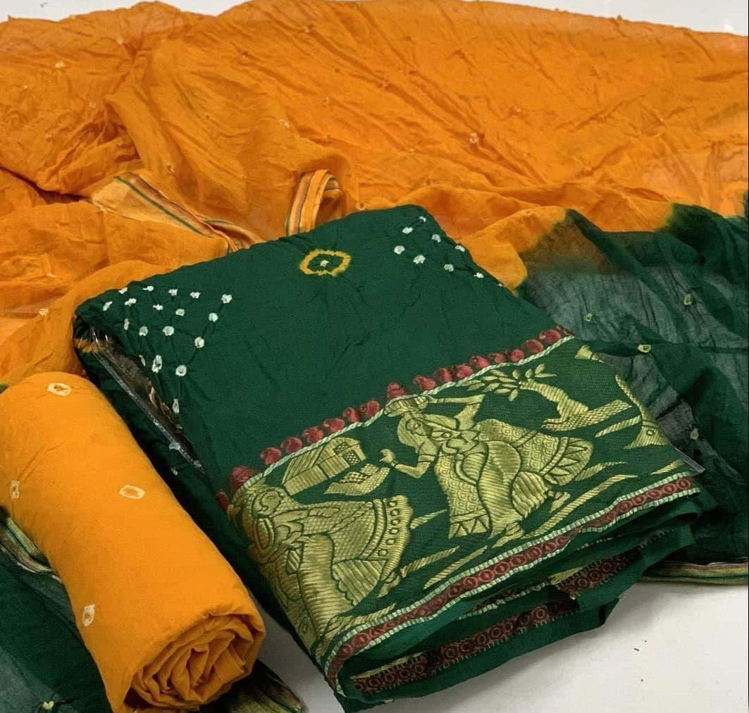 Zooara Yellow Color Cotton Function And Wedding Dress Matrials With Bottom And Dupatta