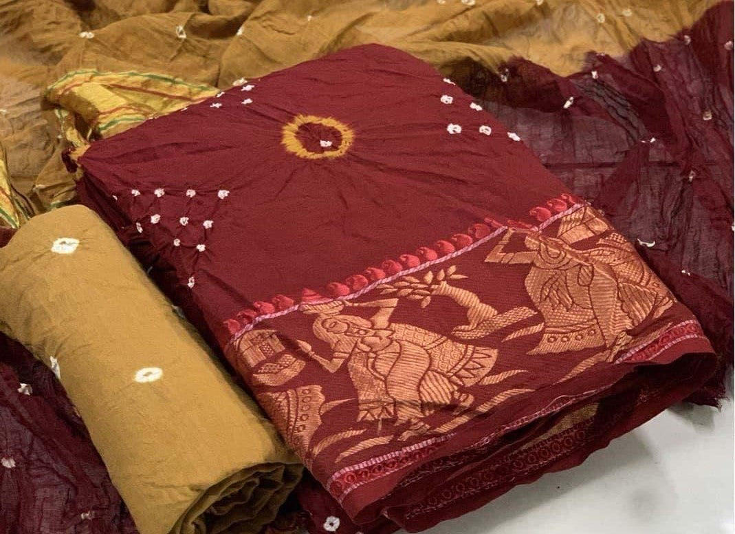 Zooara Maroon Color Cotton Function And Wedding Dress Matrials With Bottom And Dupatta