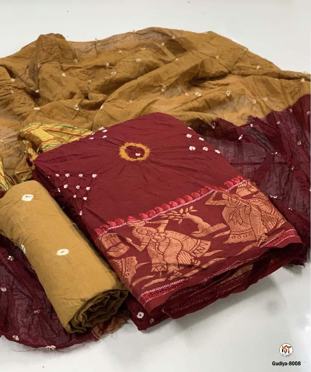 Zooara Maroon Color Cotton Function And Wedding Dress Matrials With Bottom And Dupatta