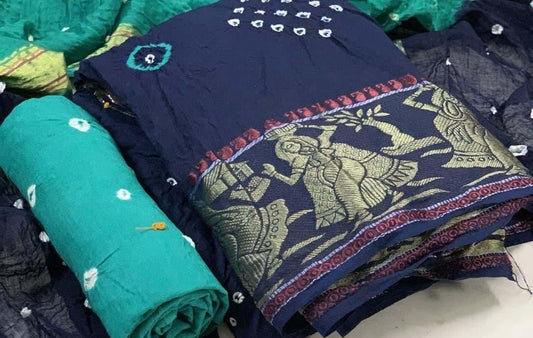 Zooara Teal Color Cotton Function And Wedding Dress Matrials With Bottom And Dupatta