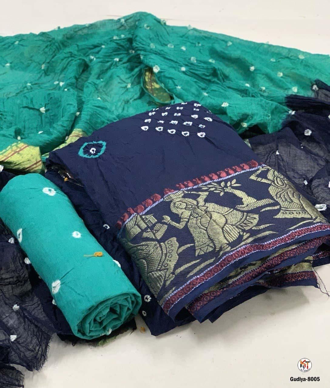 Zooara Teal Color Cotton Function And Wedding Dress Matrials With Bottom And Dupatta