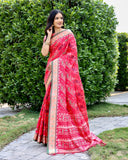 Vsaree Multi Color Designer Patola Paithani Saree With Rich Pallu And Blouse