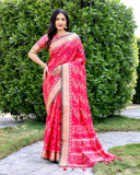 Vsaree Multi Color Designer Patola Paithani Saree With Rich Pallu And Blouse