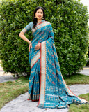 Vsaree Multi Color Designer Patola Paithani Saree With Rich Pallu And Blouse