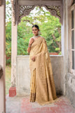 Vsaree Cream Raw Silk Saree With All over weaving Butties And weving pallu and Blouse