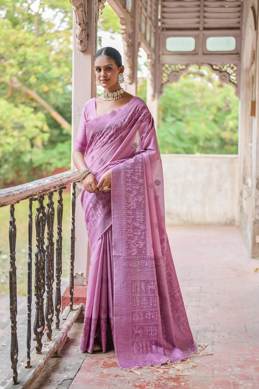 Vsaree Wine Raw Silk Saree With All over weaving Butties And weving pallu and Blouse