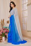 Vsaree Blue Georgette Pre-Stitched  Saree And Havy Rich Pallu With Blouse piece