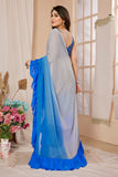 Vsaree Blue Georgette Pre-Stitched  Saree And Havy Rich Pallu With Blouse piece