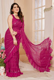 Vsaree Pink Benglory Pre-Stitched  Saree And Havy Rich Pallu With Blouse piece