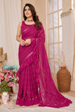 Vsaree Pink Benglory Pre-Stitched  Saree And Havy Rich Pallu With Blouse piece