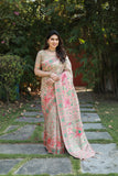 Pashmina Weaving Soft Cotton Silk With Heavy Border And Designer Saree And Blouse