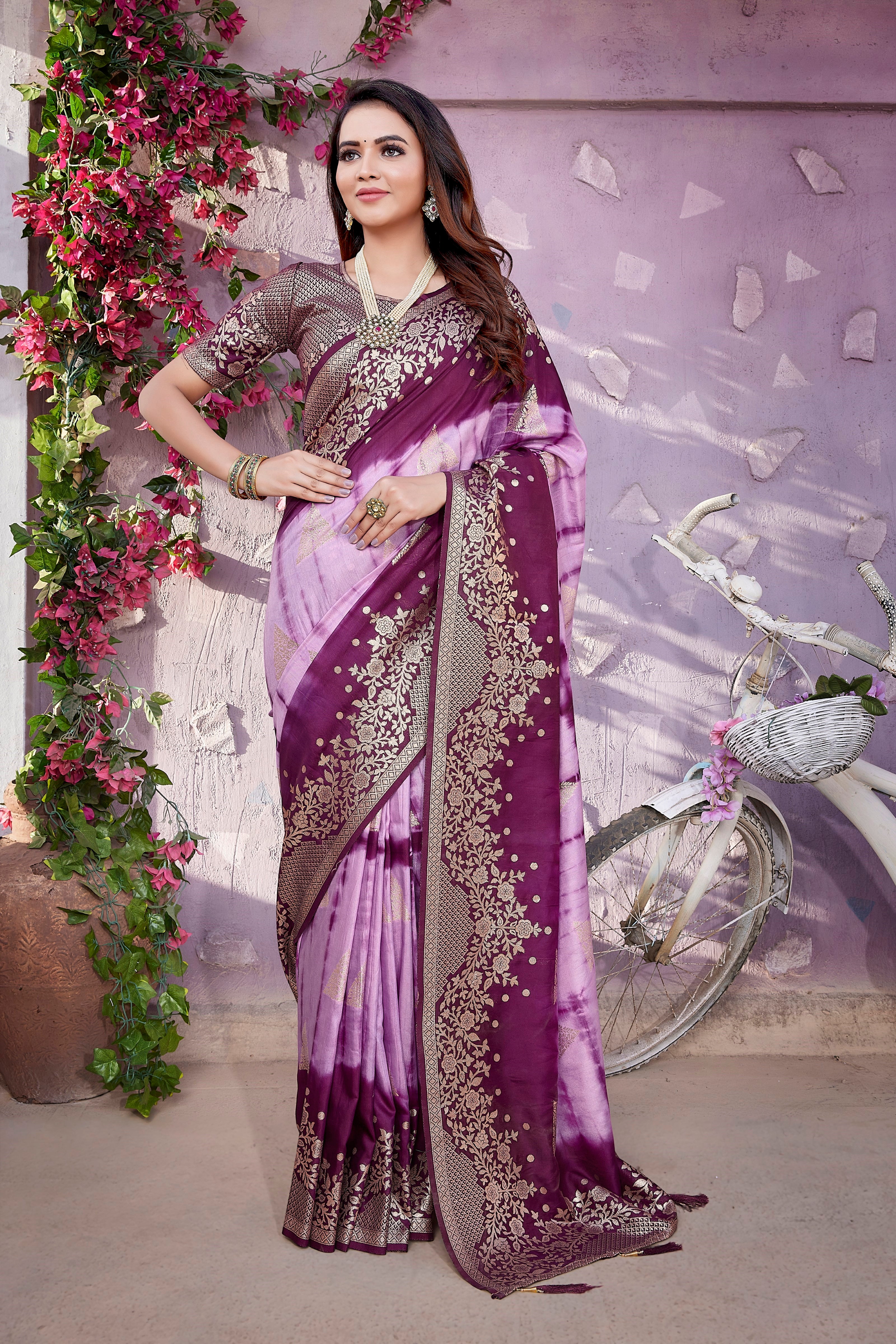 Designer Bandhani Soft Silk Saree And Pure Golden Zari Border With Heavy Rich Pallu