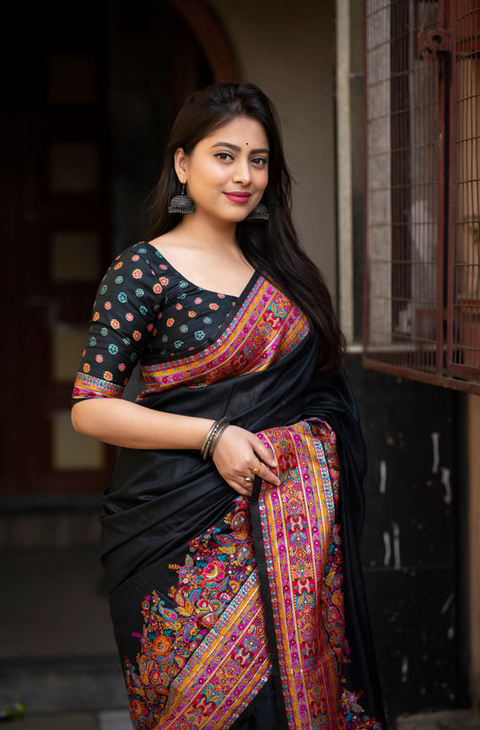 Vsaree Designer Pashmina Silk Saree With Having Rich Pallu And Blouse