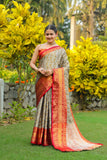 Designer Banarasi Design Soft Silk Saree With Pure Golden Zari Border And Blouse