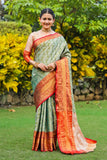 Designer Banarasi Design Soft Silk Saree With Pure Golden Zari Border And Blouse