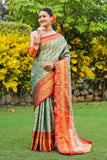 Designer Banarasi Design Soft Silk Saree With Pure Golden Zari Border And Blouse