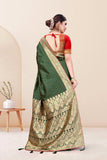 Designer Banarasi Design Cotton Saree With Pure Golden Zari Border And Blouse