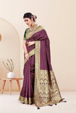 Designer Banarasi Design Cotton Saree With Pure Golden Zari Border And Blouse