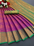 Designer Banarasi Leheriya Design Soft Silk Saree With Pure Golden Zari Border