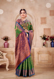 Designer Banarasi Leheriya Design Soft Silk Saree With Pure Golden Zari Border