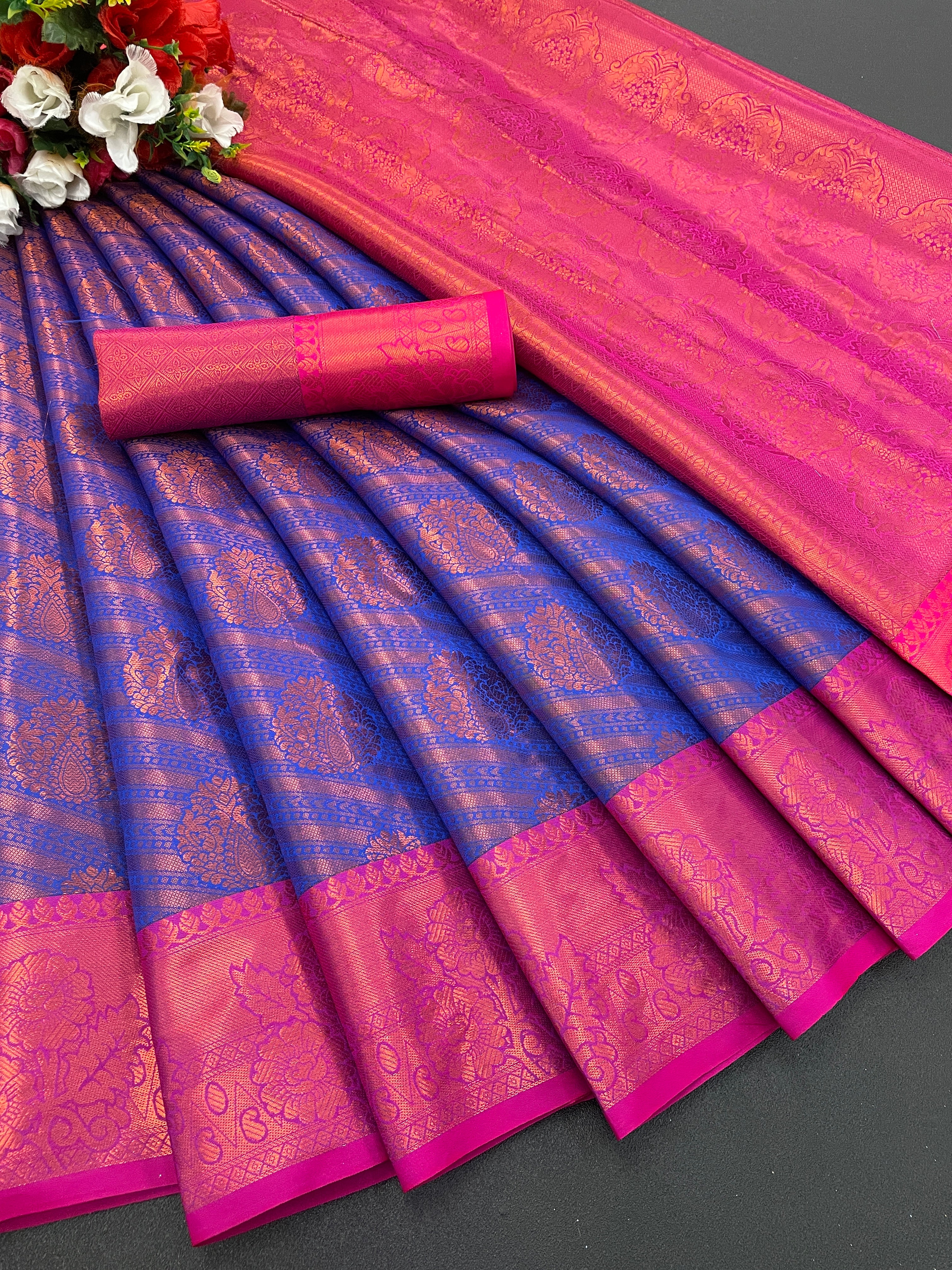 Designer Banarasi Leheriya Design Soft Silk Saree With Pure Golden Zari Border