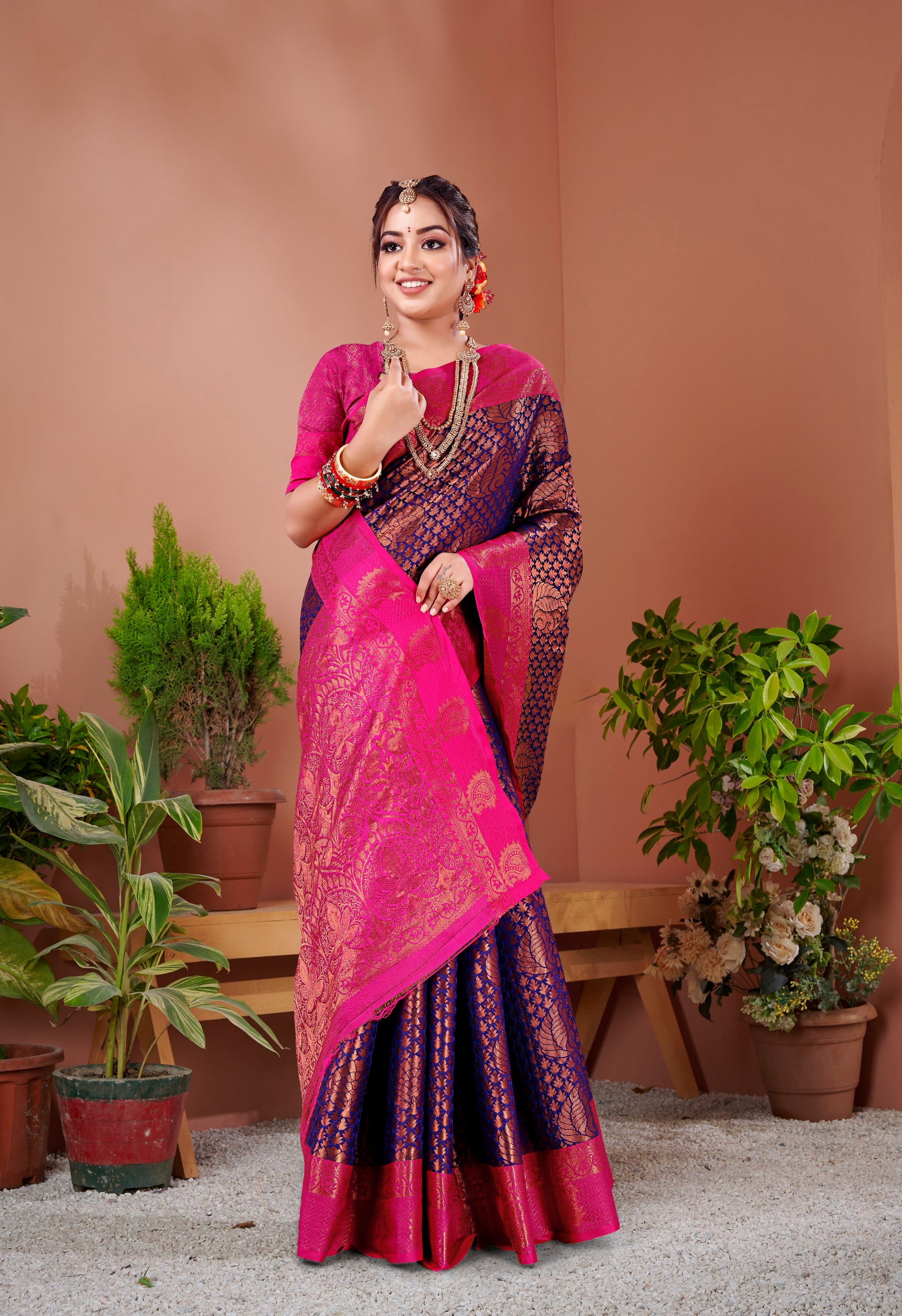 Vsaree Designer Banarasi Silk Saree With Having Rich Pallu And Blouse