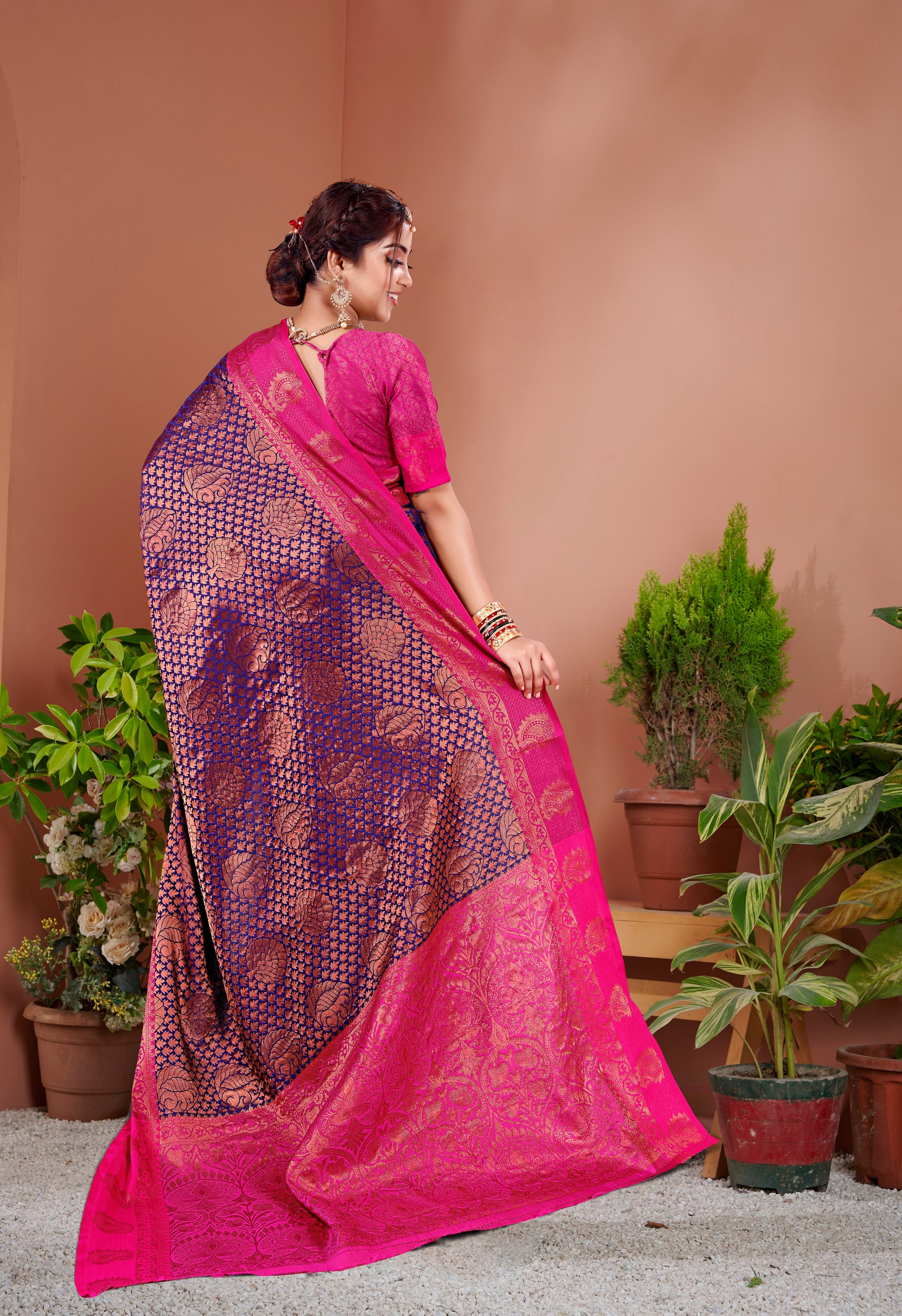 Vsaree Designer Banarasi Silk Saree With Having Rich Pallu And Blouse