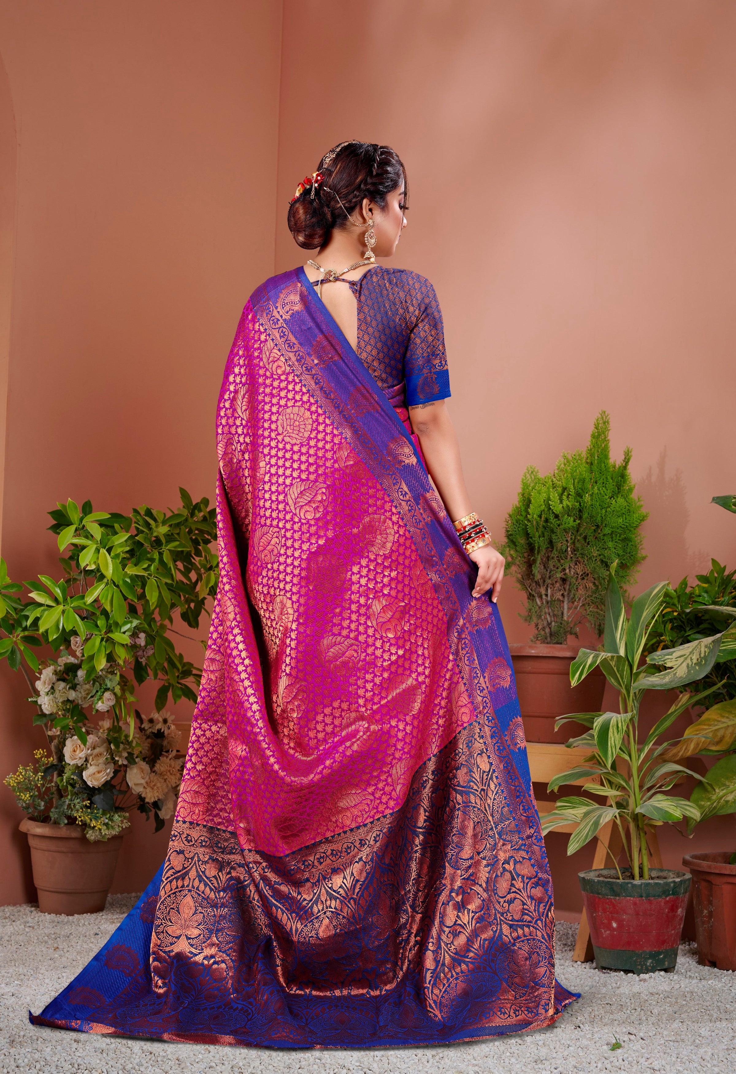 Vsaree Designer Banarasi Silk Saree With Having Rich Pallu And Blouse