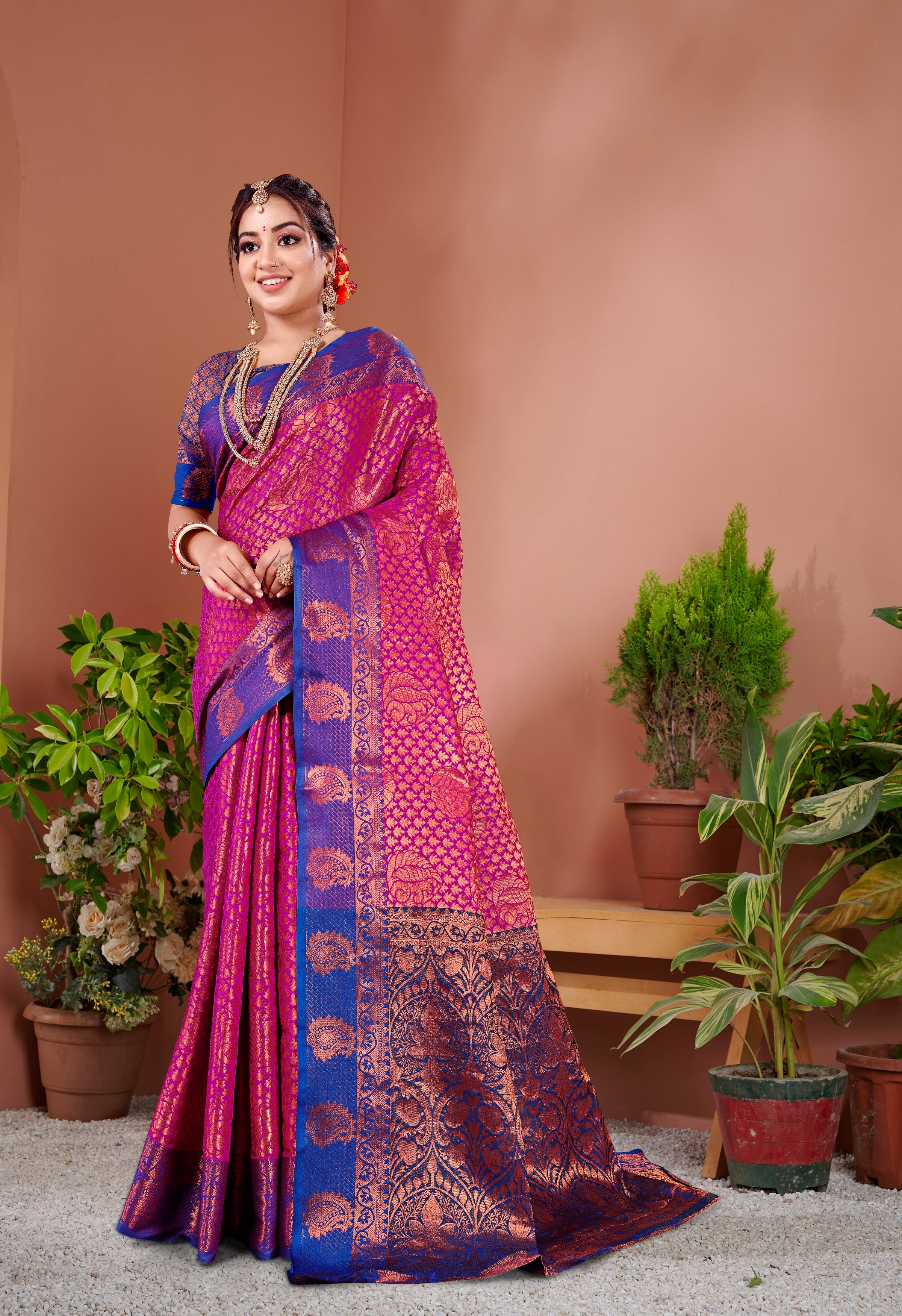 Vsaree Designer Banarasi Silk Saree With Having Rich Pallu And Blouse